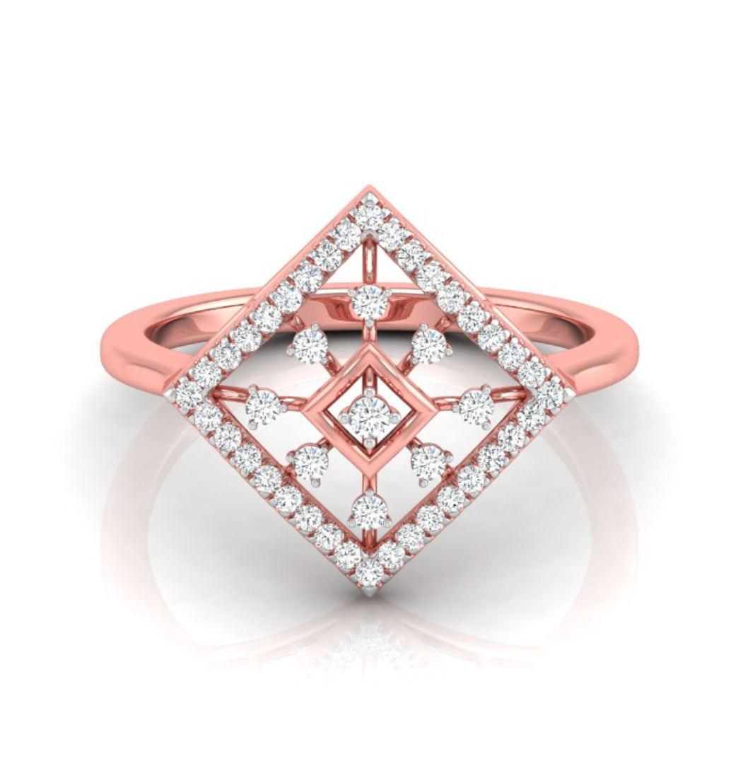 0.16Ct Geometric Design Round Cut Lab-Grown Diamond Ring