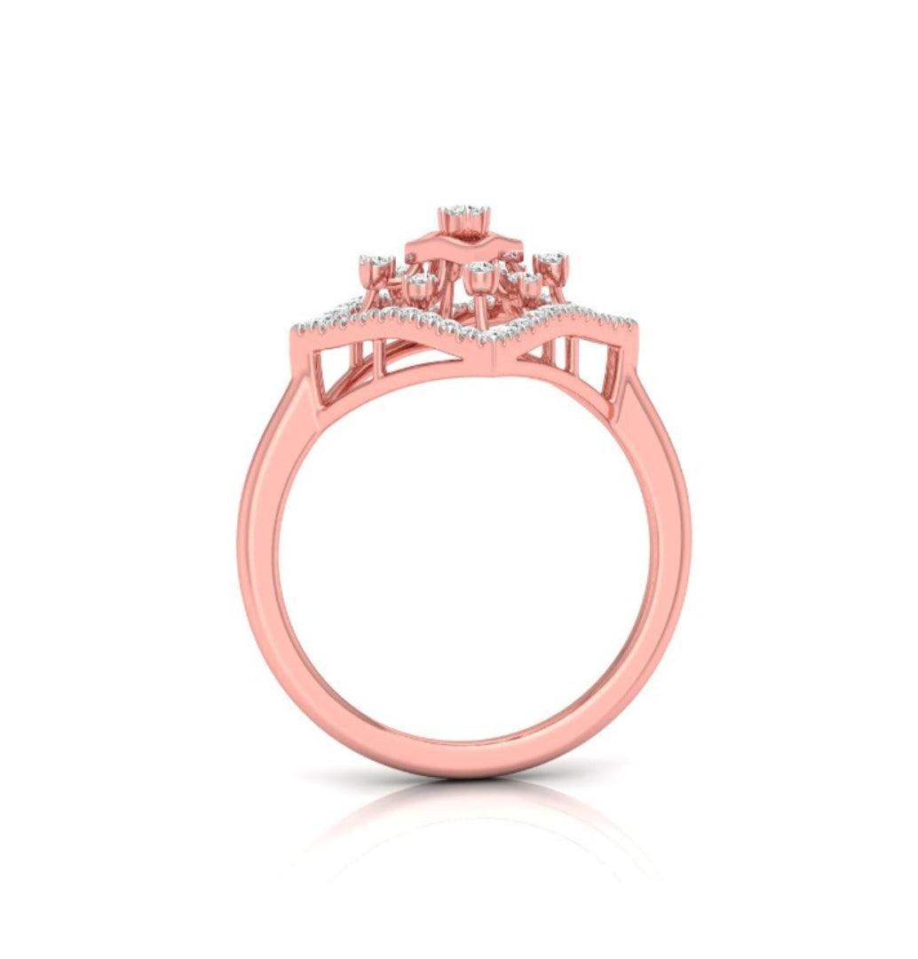 0.16Ct Geometric Design Round Cut Lab-Grown Diamond Ring