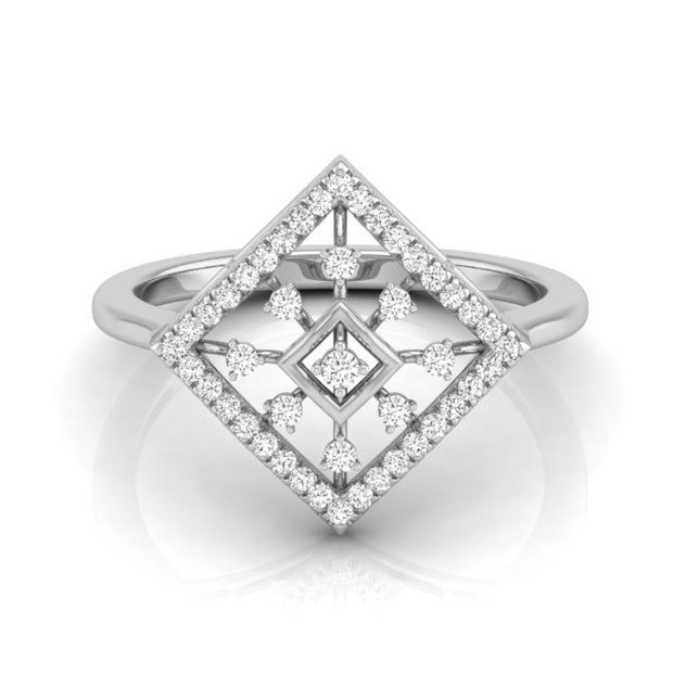 0.16Ct Geometric Design Round Cut Lab-Grown Diamond Ring