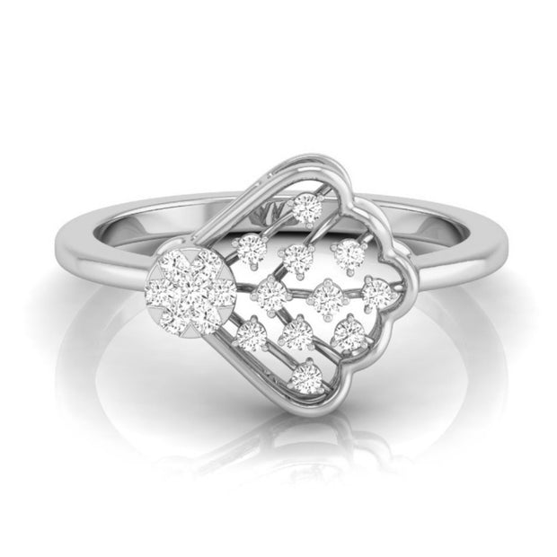 0.12Ct Fan-Shaped Design Round Cut Lab-Grown Diamond Ring
