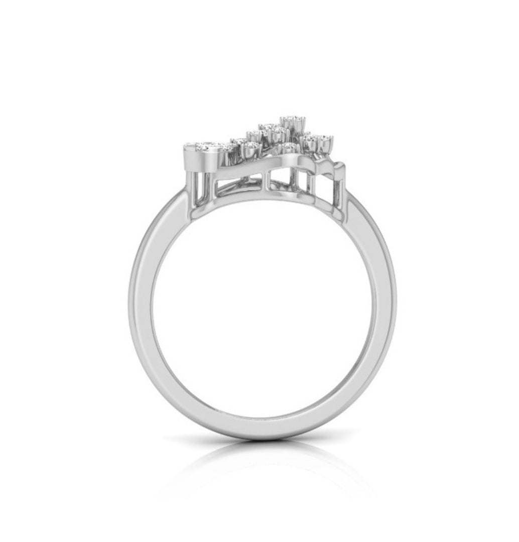 0.12Ct Fan-Shaped Design Round Cut Lab-Grown Diamond Ring