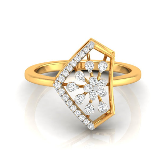 0.17Ct Floral Cluster Geometric Frame Lab-Grown Diamond Ring
