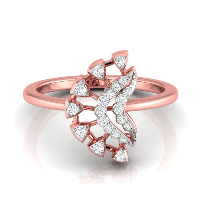 0.10Ct Fan Shape Design Round Cut Lab-Grown Diamond Ring