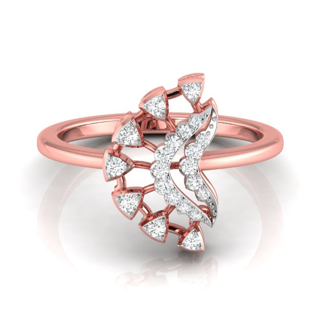 0.10Ct Fan Shape Design Round Cut Lab-Grown Diamond Ring