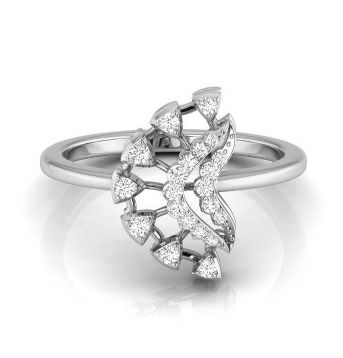 0.10Ct Fan Shape Design Round Cut Lab-Grown Diamond Ring