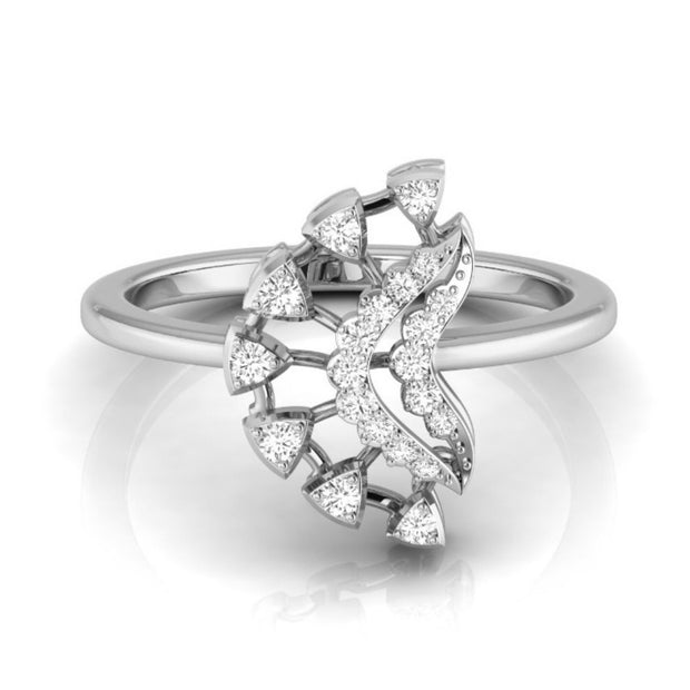 0.10Ct Fan Shape Design Round Cut Lab-Grown Diamond Ring