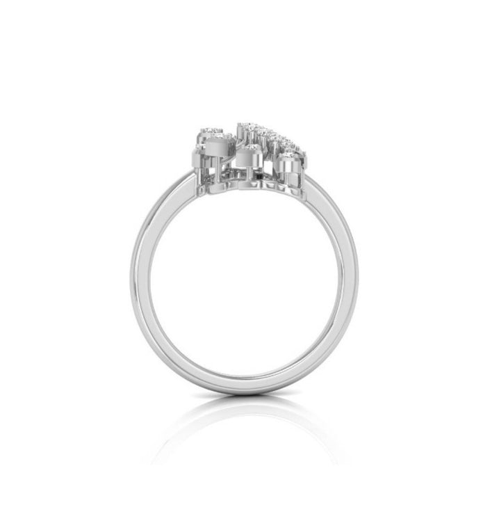 0.10Ct Fan Shape Design Round Cut Lab-Grown Diamond Ring