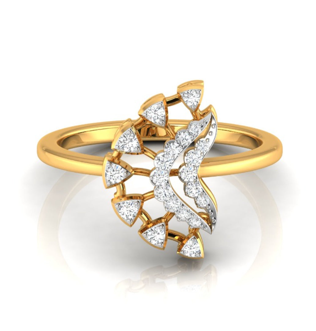 0.10Ct Fan Shape Design Round Cut Lab-Grown Diamond Ring