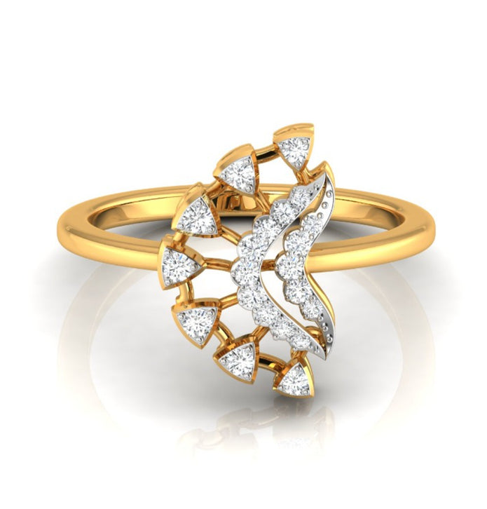 0.10Ct Fan Shape Design Round Cut Lab-Grown Diamond Ring