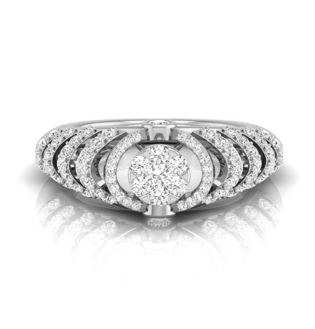 0.54Ct Round Cluster Multi-Layer Halo Lab-Grown Diamond Ring