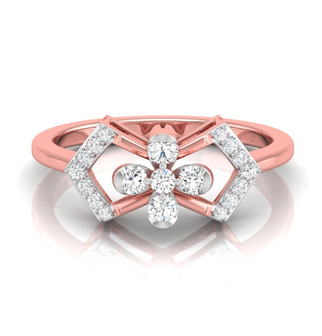 0.22Ct Floral Design Round Cut Lab-Grown Diamond Ring