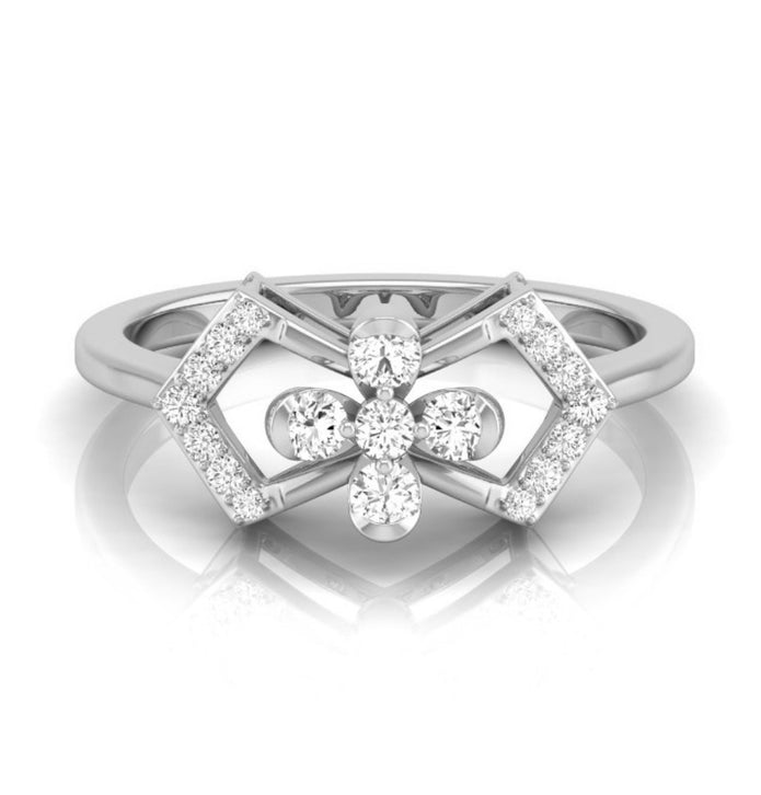 0.22Ct Floral Design Round Cut Lab-Grown Diamond Ring