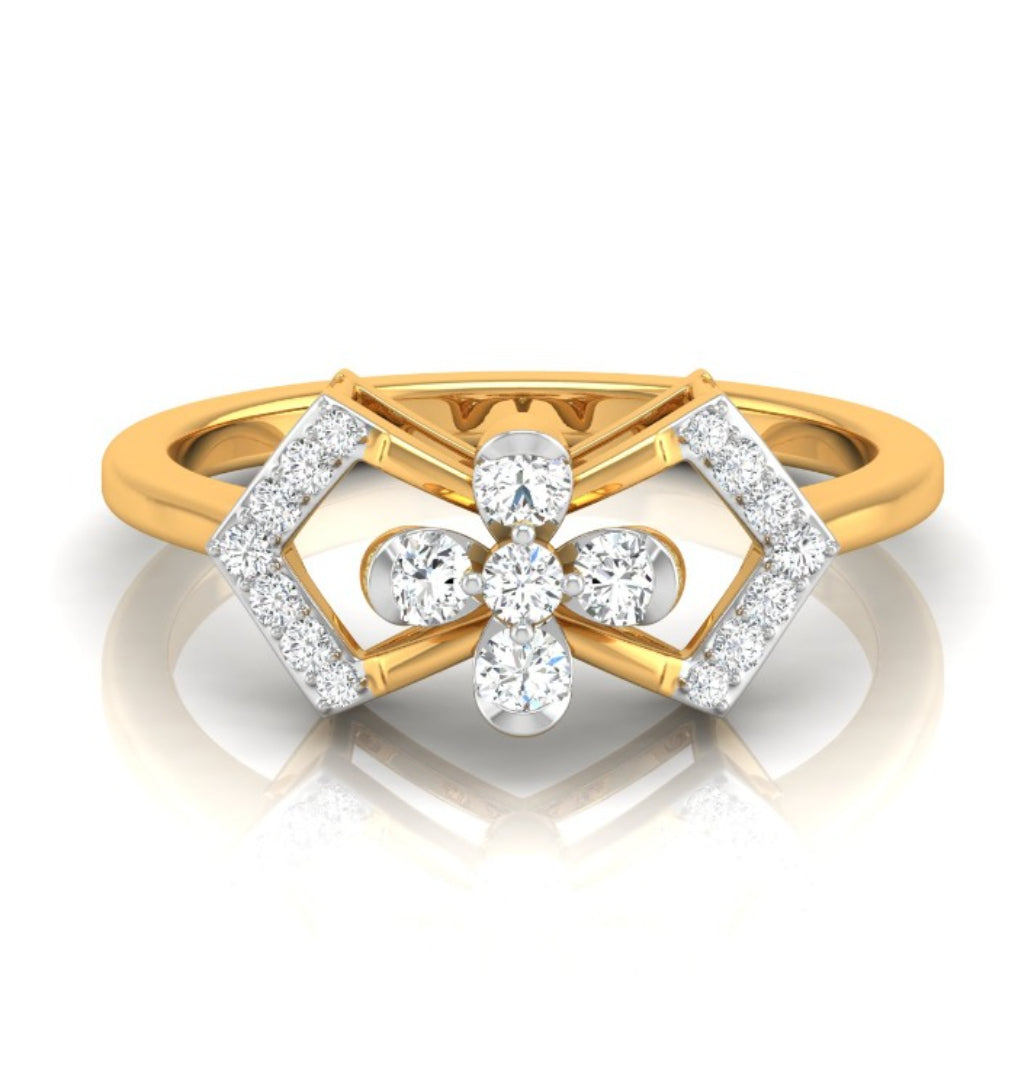 0.22Ct Floral Design Round Cut Lab-Grown Diamond Ring