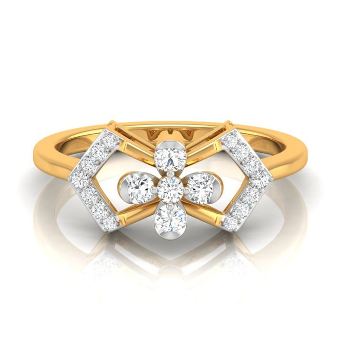 0.22Ct Floral Design Round Cut Lab-Grown Diamond Ring
