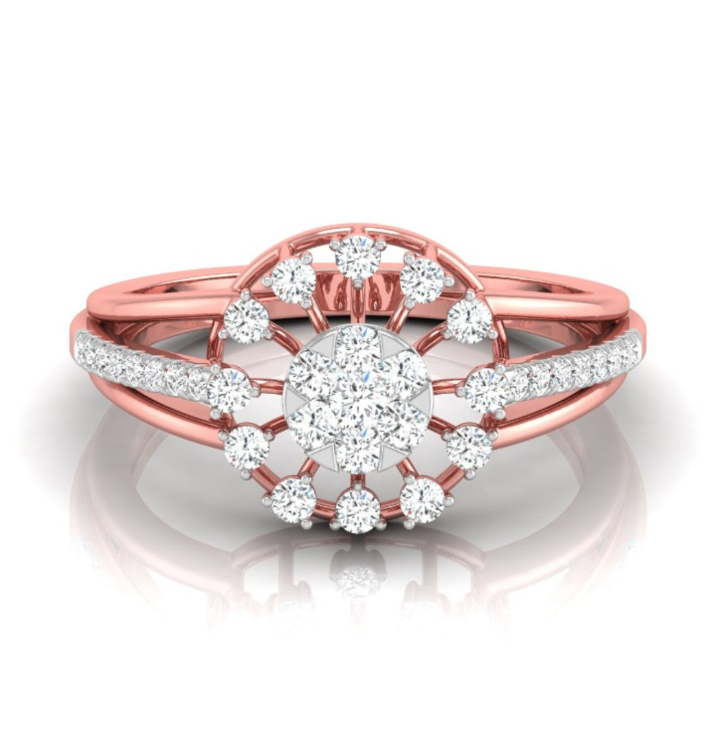 0.34Ct Floral Style Round Cut Cluster Lab-Grown Diamond Ring