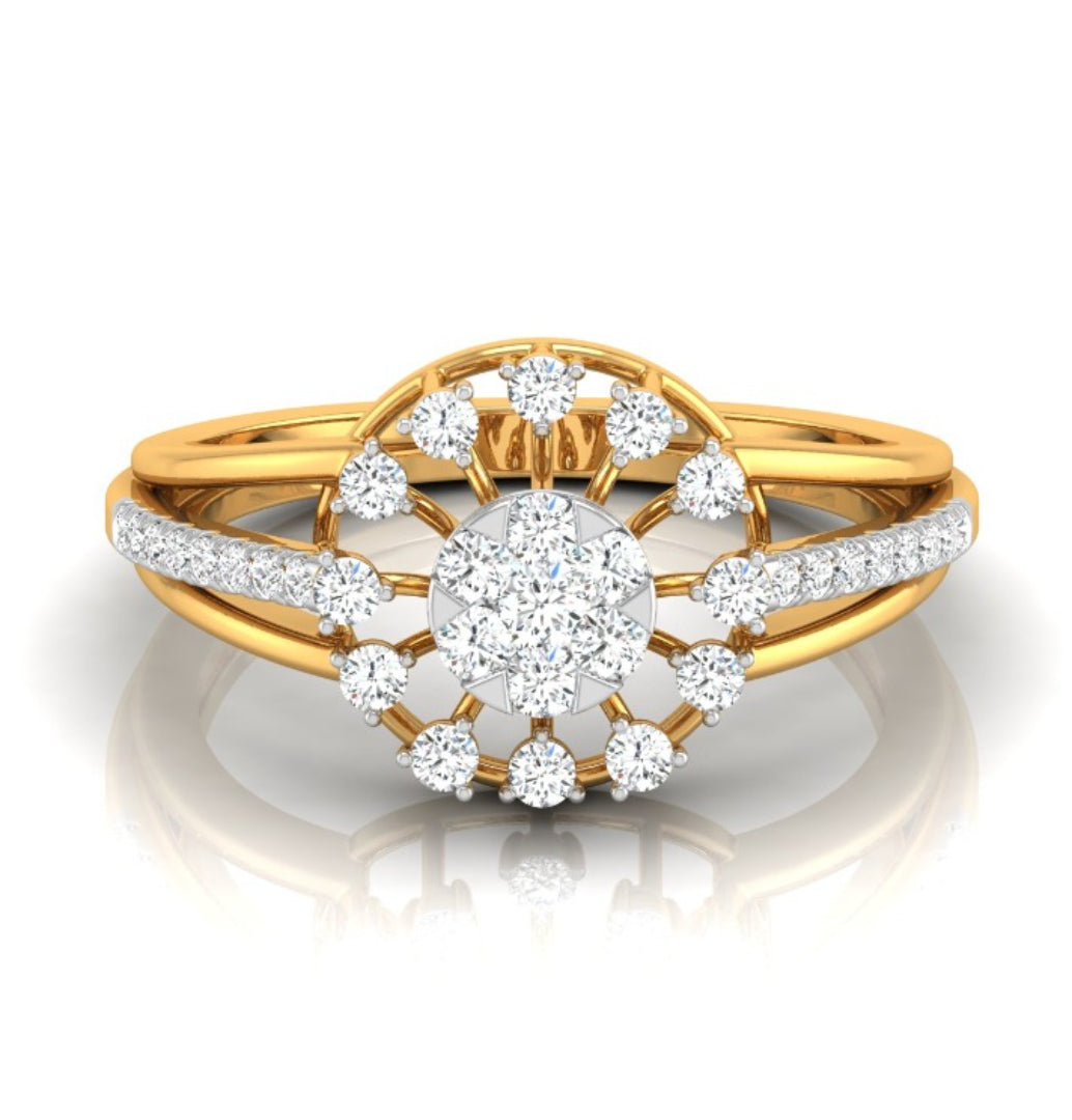 0.34Ct Floral Style Round Cut Cluster Lab-Grown Diamond Ring