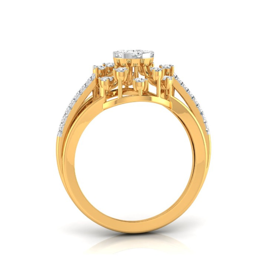 0.34Ct Floral Style Round Cut Cluster Lab-Grown Diamond Ring