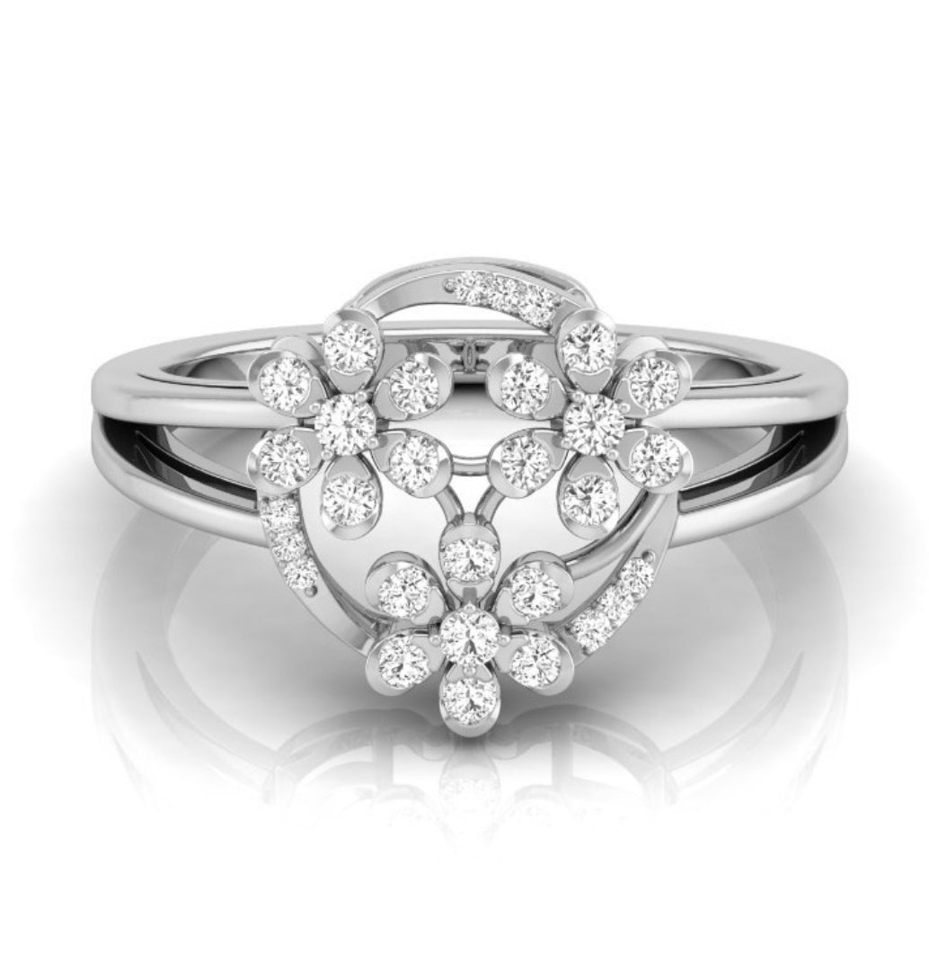 0.25Ct Floral Bouquet Round Cut Lab-Grown Diamond Ring