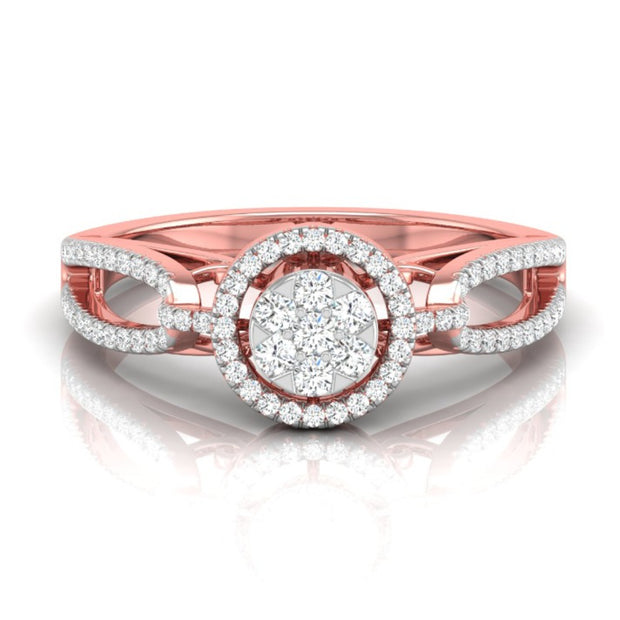 0.28Ct Cluster With Halo Lab-Grown Diamond Gold Ring