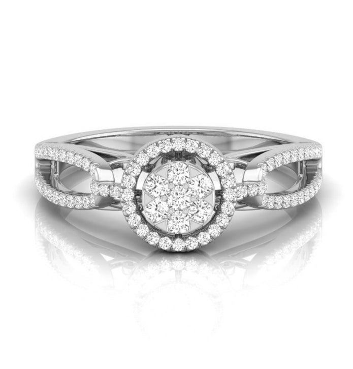 0.28Ct Cluster With Halo Lab-Grown Diamond Gold Ring