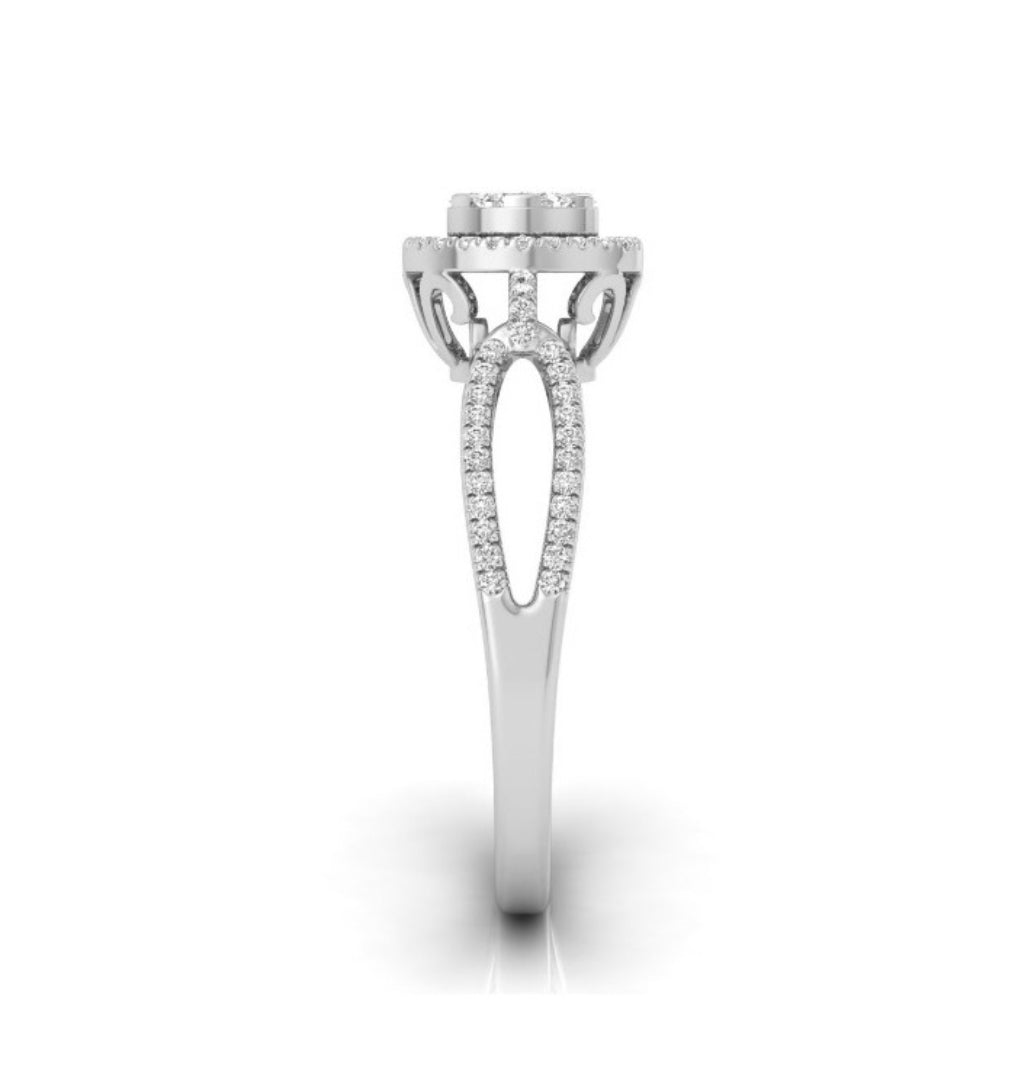 0.28Ct Cluster With Halo Lab-Grown Diamond Gold Ring