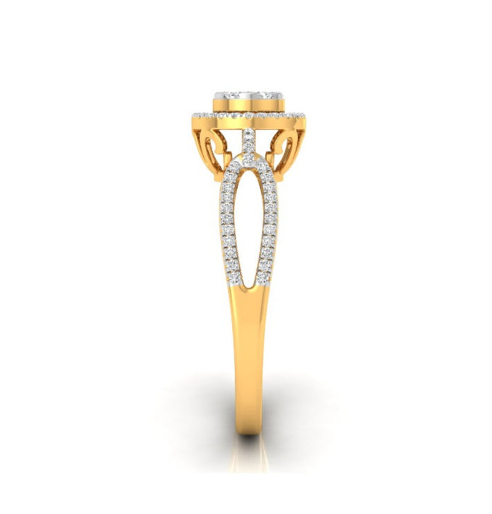 yellow gold halo cluster lab-grown diamond ring