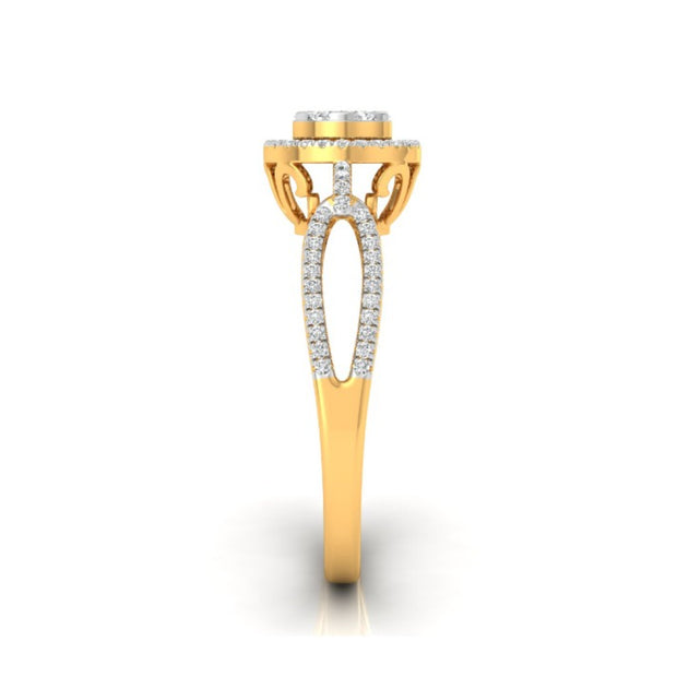 yellow gold halo cluster lab-grown diamond ring