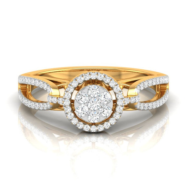0.28Ct Cluster With Halo Lab-Grown Diamond Gold Ring