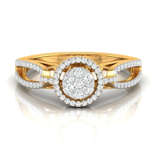 0.28Ct Cluster With Halo Lab-Grown Diamond Gold Ring