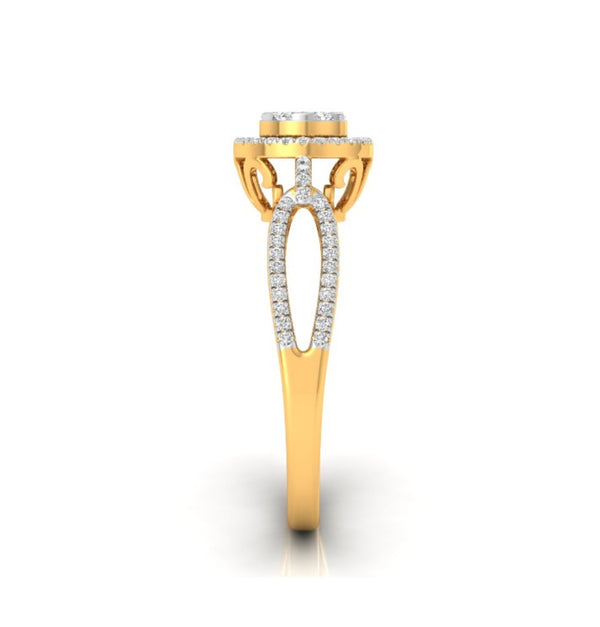 0.28Ct Cluster With Halo Lab-Grown Diamond Gold Ring