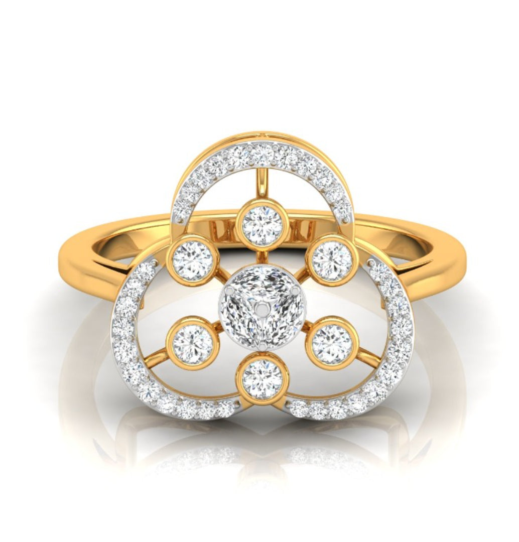0.25Ct Halo Cocktail Lab-Grown Diamond Gold Ring