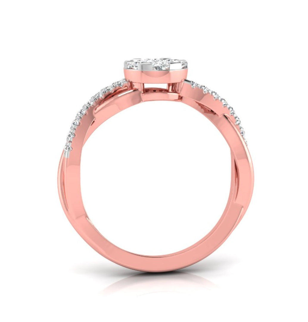 0.30Ct Round Cluster Lab-Grown Diamond Twisted Ring