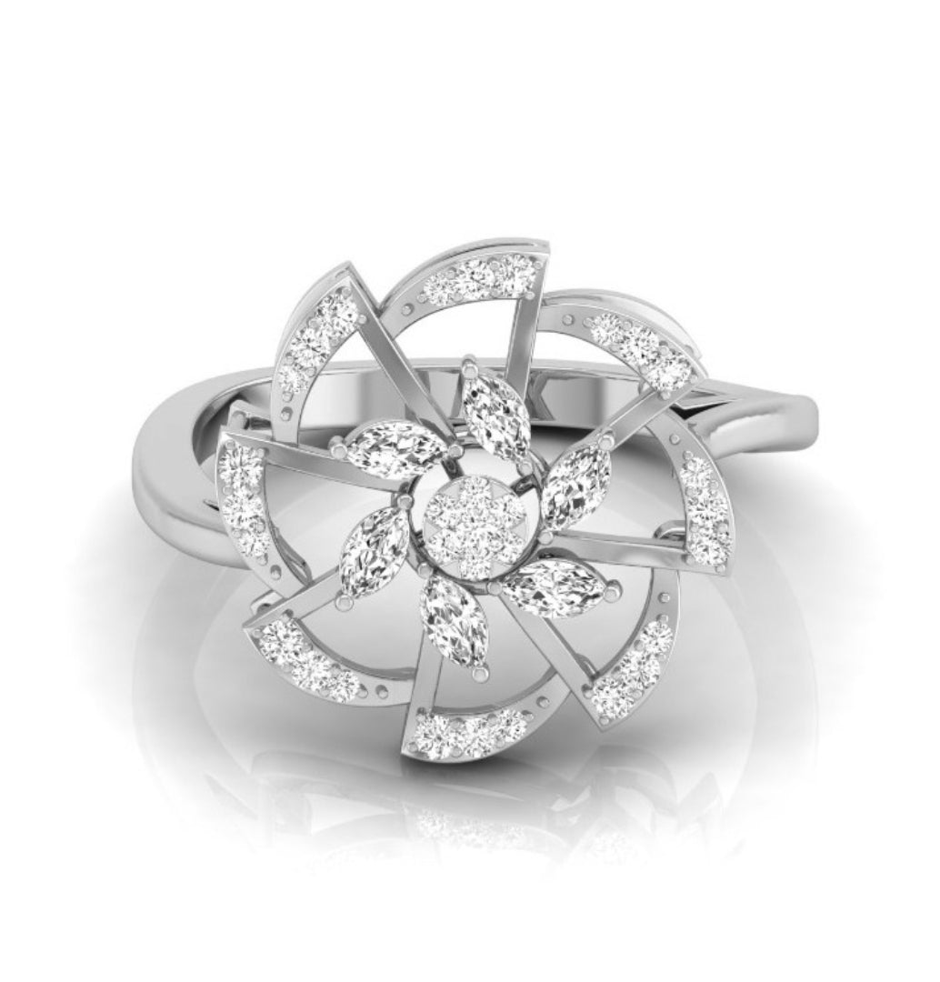 0.24Ct Floral Cocktail Style Lab-Grown Diamond Gold Ring