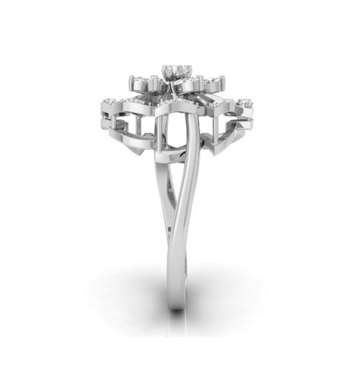0.24Ct Floral Cocktail Style Lab-Grown Diamond Gold Ring