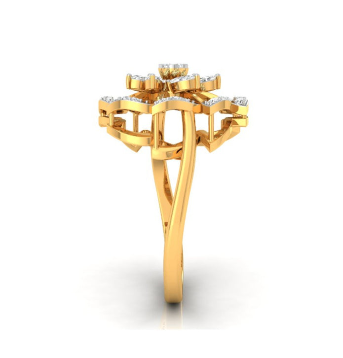 0.24Ct Floral Cocktail Style Lab-Grown Diamond Gold Ring