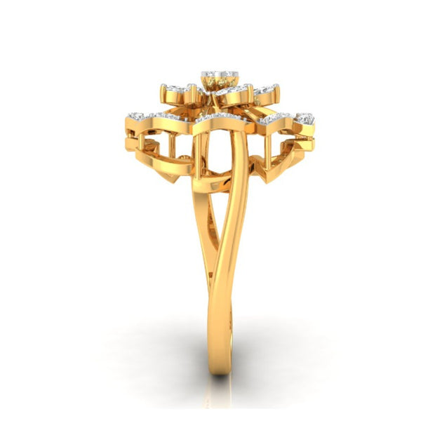 0.24Ct Floral Cocktail Style Lab-Grown Diamond Gold Ring