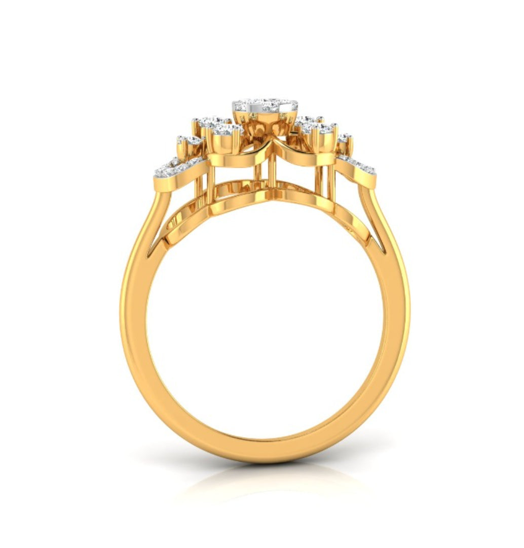 0.25Ct Round Cluster Lab-Grown Diamond Gold Ring