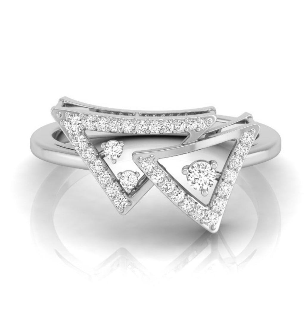 0.16Ct Double Triangle Shape Lab-Grown Diamond Gold Ring