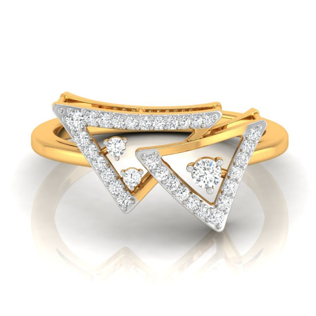 0.16Ct Double Triangle Shape Lab-Grown Diamond Gold Ring
