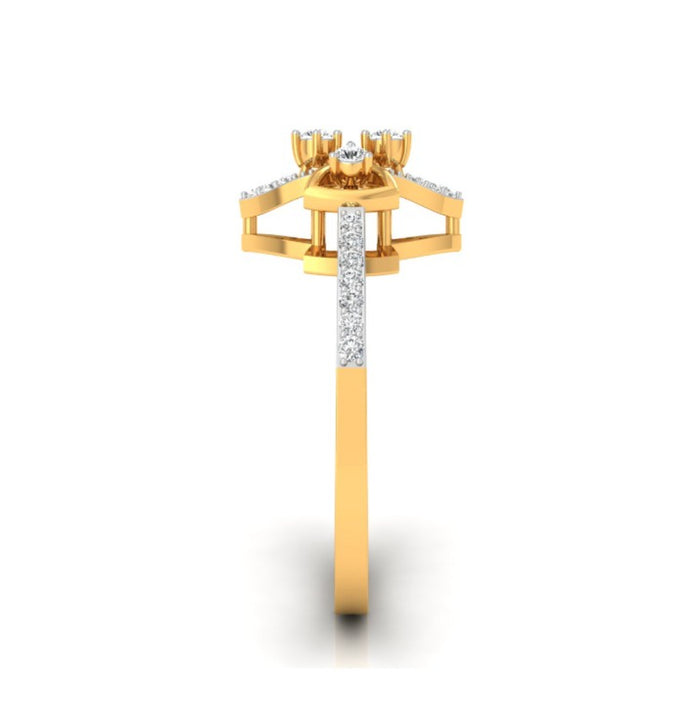 0.16Ct Geometric Cocktail Lab-Grown Diamond Gold Ring