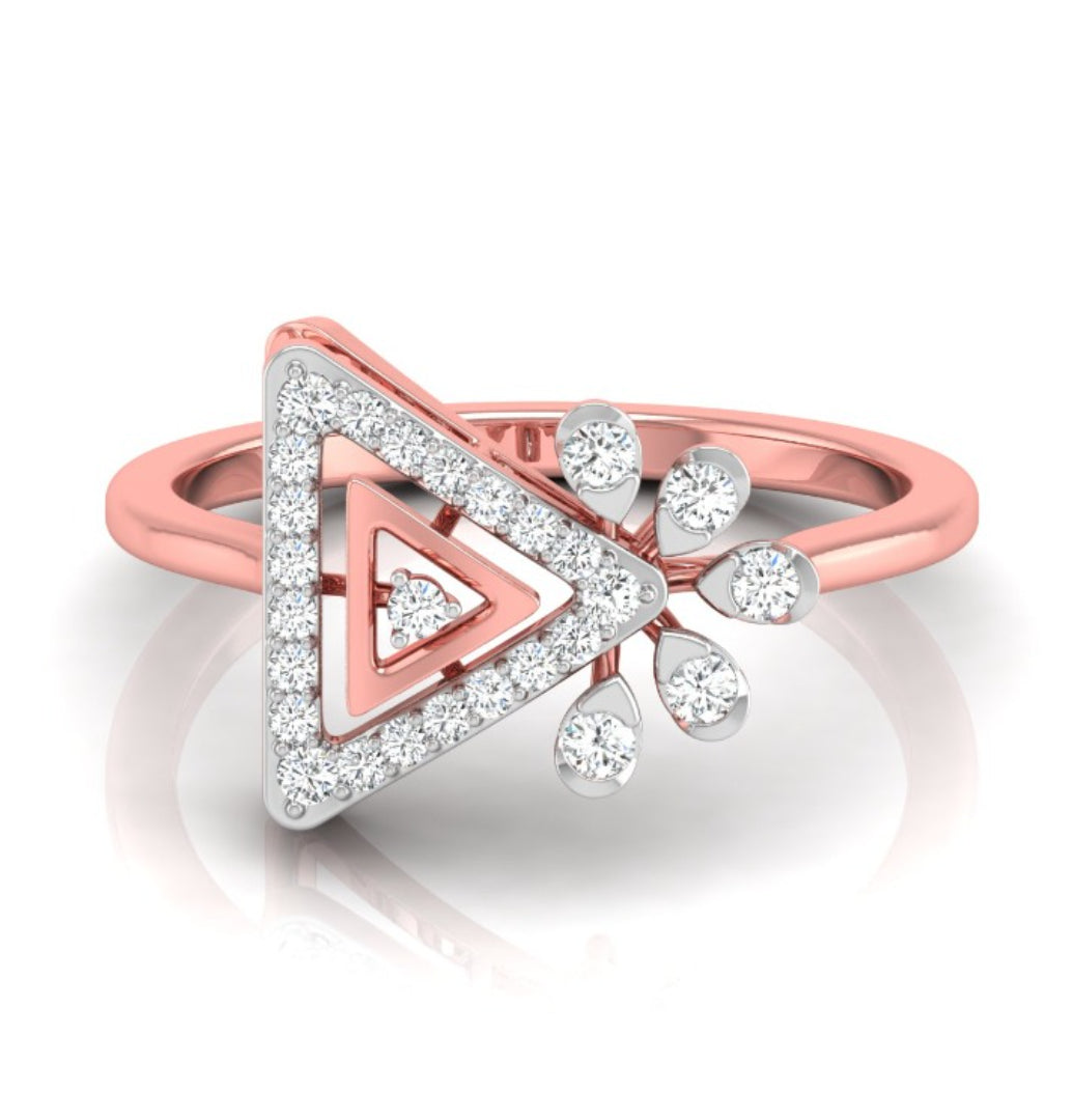 0.17Ct Geometric Floral Lab-Grown Diamond Gold Ring
