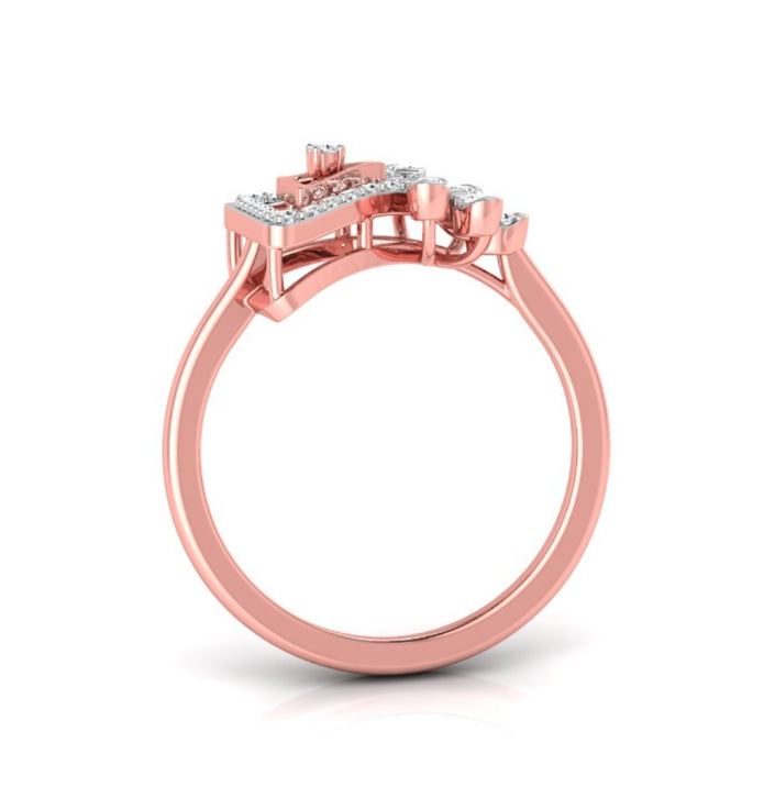 0.17Ct Geometric Floral Lab-Grown Diamond Gold Ring