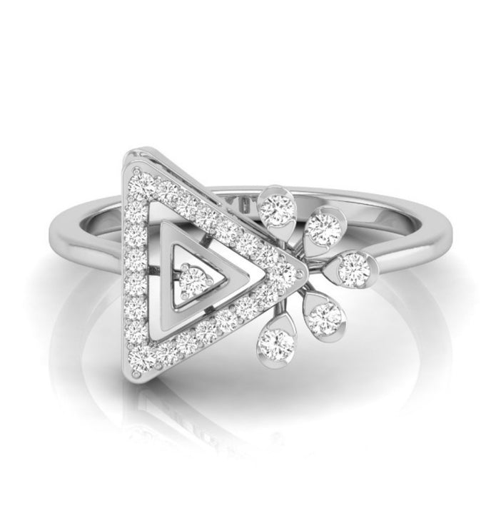 0.17Ct Geometric Floral Lab-Grown Diamond Gold Ring