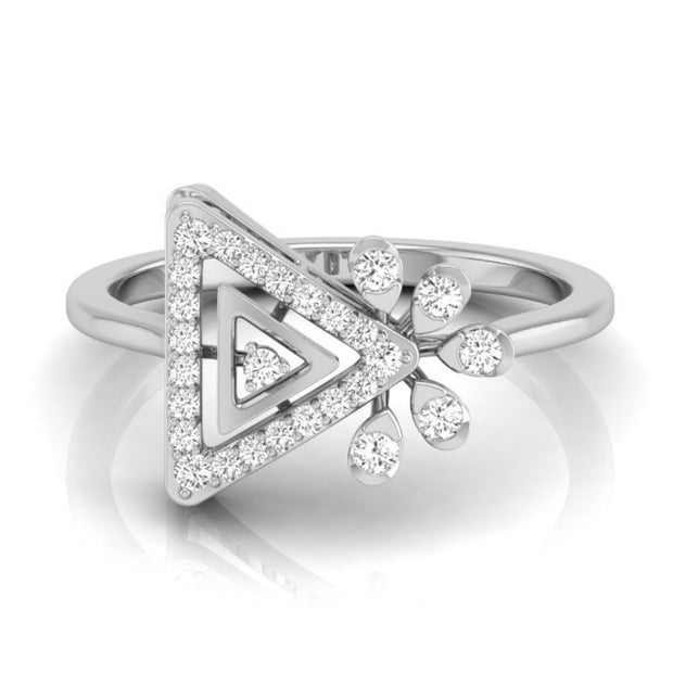 0.17Ct Geometric Floral Lab-Grown Diamond Gold Ring