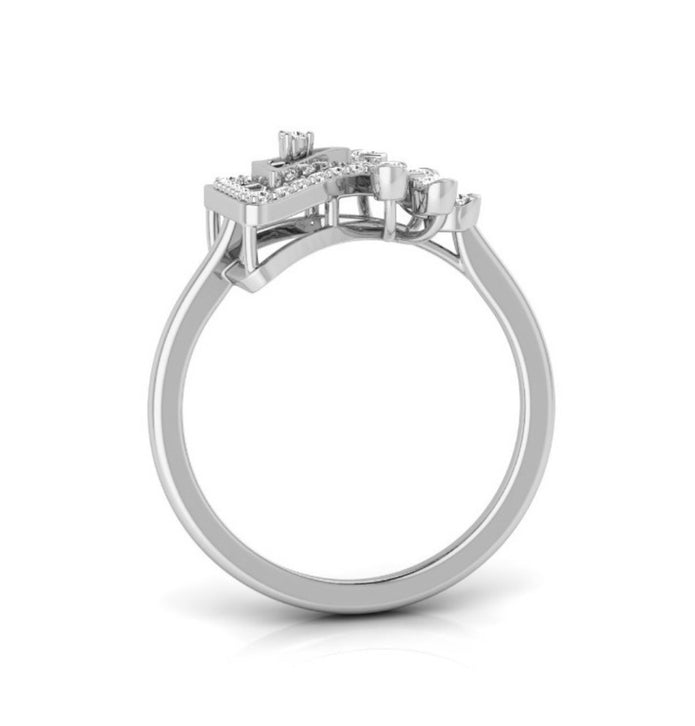 0.17Ct Geometric Floral Lab-Grown Diamond Gold Ring