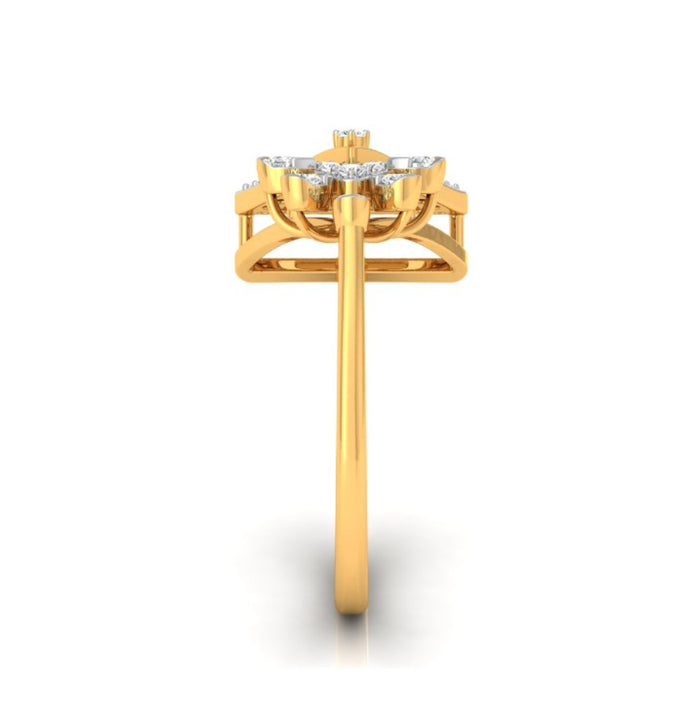 0.17Ct Geometric Floral Lab-Grown Diamond Gold Ring