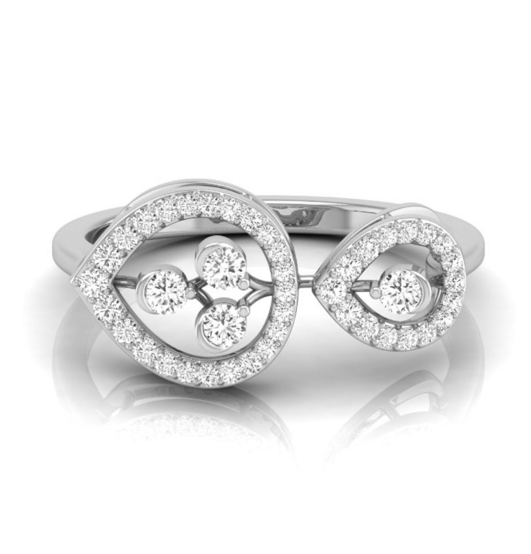 0.22Ct Two Teardrop Style Lab-Grown Diamond Gold Ring