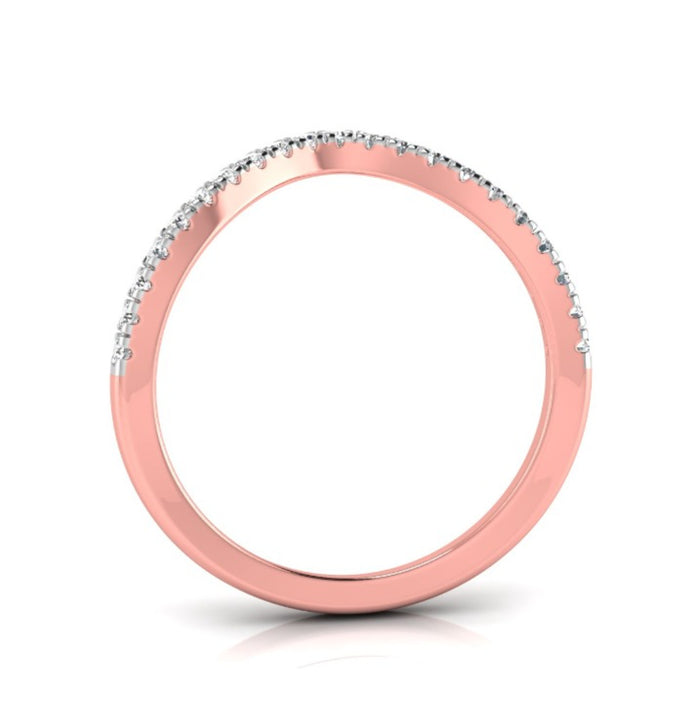 0.15Ct Curved Shape Half Eternity Lab-Grown Diamond Gold Band Ring