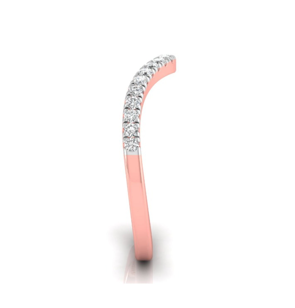 0.15Ct Curved Shape Half Eternity Lab-Grown Diamond Gold Band Ring