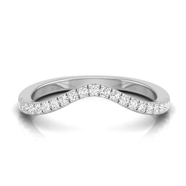 0.15Ct Curved Shape Half Eternity Lab-Grown Diamond Gold Band Ring